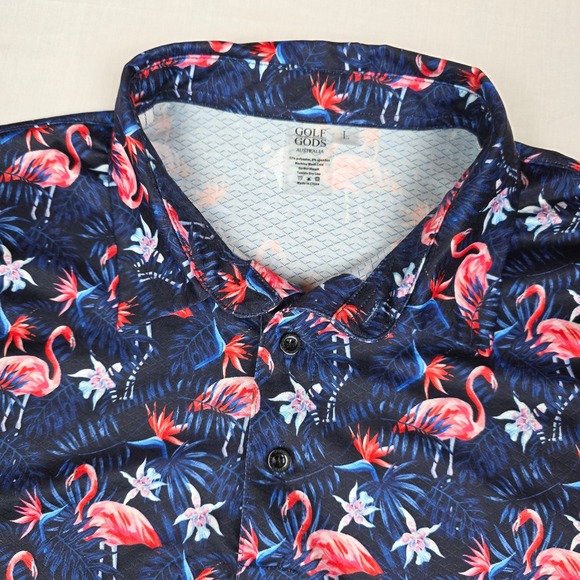 Golf Gods Australia Other - Golf Gods Australia Flamingo  Polo Shirt Mens Large Navy Blue Performance Poly